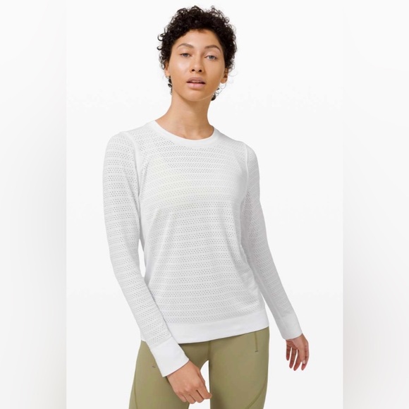 Lululemon Swiftly Breathe Long Sleeve Squad Top Shirt White Silverescent - Picture 1 of 8